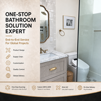 Ensemble de salle de bain moderne de haute qualité pour dortoir étudiant, comprenant un robinet en laiton personnalisable, une toilette intelligente, un miroir LED et une vasque.