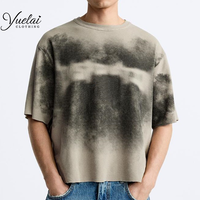 T-shirt vintage pour homme en coton épais 100 %, délavage Monkey Wash, manches courtes, 285 GSM, col rond, coupe ample, impression DTG, OEM ODM