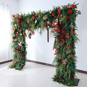 J-170 Arco Cuadrado de Flores de Seda Mixtas Cálidas para Navidad, Fondo de Boda, Arco Floral Artificial para Decoración de Escenario de Boda - Product Image 4