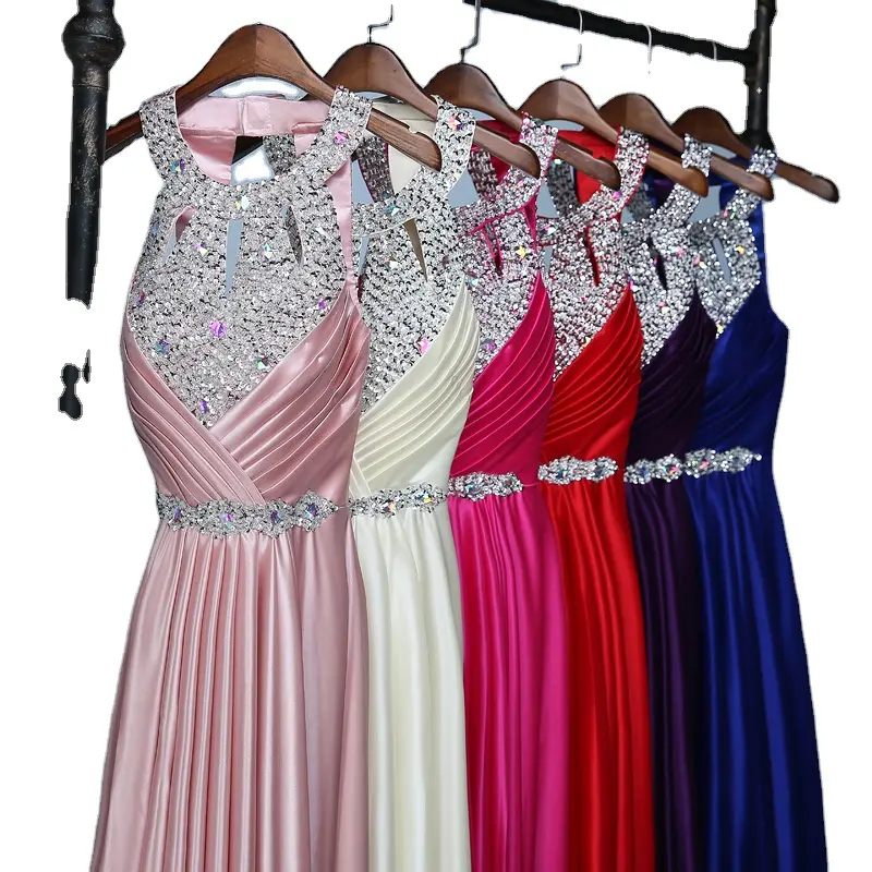 Nieuwe Vrouwen Sexy Shining Avondjurk Hot Party Toast Kleding Etentje Show Host Lange Sectie Formele Prom Jurk