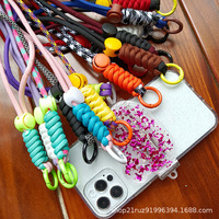 Cordon de téléphone portable bandoulière créatif et tendance avec boucle métallique, couleurs assorties, noué, coloré, anti-perte, pour couple, 23 cm de long
