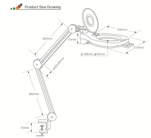 แว่นขยายคุณภาพสูงพร้อมไฟส่องสว่าง/แว่นขยายพร้อมโคมไฟ - Product Image 3
