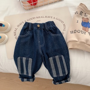 Pantalones <span class=keywords><strong>vaqueros</strong></span> de mezclilla de alta calidad <span class=keywords><strong>para</strong></span> bebé Unisex primavera nuevas mallas casuales <span class=keywords><strong>para</strong></span> niños diseño de rayas impresas ropa de bebé con estilo - Product Image 4