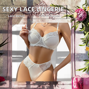 ملابس داخلية نسائية مثيرة رائجة البيع، طقم حمالة صدر وسروال داخلي من الدانتيل والشيفون المحبوك، ملابس داخلية رقيقة خفيفة بتصميم رافع للصدر من قطعتين - Product Image 2