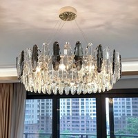 Lustre LED suspendu circulaire en cristal k9, design nordique moderne et élégant, éclairage d'intérieur, luminaire décoratif de plafond, montage en surface