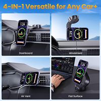 Chargeur de voiture sans fil Qi2 25W à charge rapide, ventouse 90LBS, support 3-en-1 pour tableau de bord, pare-brise et grille d'aération, compatible universellement avec tous les smartphones
