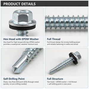 <span class=keywords><strong>Vite</strong></span> autoforante con testa esagonale e rondella in EPDM, zincata blu-bianca per pannelli sandwich e tetti metallici - Product Image 3