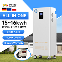 Batterie au sol sur roues 15 kWh tout-en-un avec onduleur et batterie au lithium 51,2 V LiFePO4 pour stockage d'énergie solaire