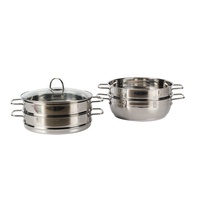 Casserole vapeur de cuisine de haute qualité, luxueuse, écologique, en acier inoxydable 4 Ti, avec couvercle en verre