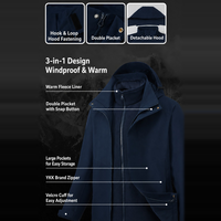 Veste bomber imperméable et coupe-vent pour homme et femme, trois-en-un, avec doublure polaire amovible, deux pièces, chaude