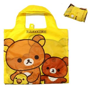 Cute Cartoon Rilakkuma Bear <b>Big</b> Foldable Reusable Shopping Bags Folding Shopper Bag Eco Grocery Bag Women Kids Tote <b>Handbag</b> - Product Image 1