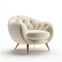 Fauteuil de détente moderne en velours avec boucle dorée pour salon, chambre, bureau à domicile, salle à manger, villa, extérieur et hôtel