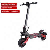 En stock en Europe, trottinette électrique pour adultes 6000W, 11 pouces, 50 mph, tout-terrain, pliable, longue portée, double frein à disque, alliage d'aluminium