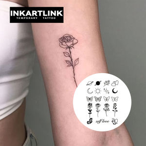 Tatuaje Temporal Personalizado con Diseño <span class=keywords><strong>de</strong></span> Rosa y Planeta, con Mensaje <span class=keywords><strong>de</strong></span> Amor Propio, Resistente al Agua, <span class=keywords><strong>de</strong></span> Larga Duración (15 Días), Semipermanente, para <span class=keywords><strong>Brazo</strong></span>, Mujeres y Hombres - Product Image 2