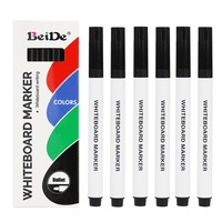En stock – Lot de 6 stylos effaçables à sec entièrement noirs, pointe fine 3 mm, marqueurs pour tableau blanc, pour calendrier, bureau, salle de classe