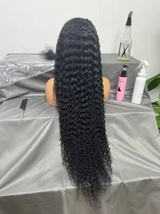 Mật Độ 200% 12A Lớp Brazil Tóc Con Người 36-38 Inch Nước Xoăn Cho Ren Phía Trước Trong Suốt Bé Tóc Glueless Dài Tóc Giả - Product Image 6