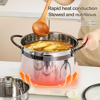 Nouvel ensemble de batterie de cuisine en acier inoxydable 11 pièces avec couvercles en verre à bords noirs, compatible avec les casseroles multi-usages