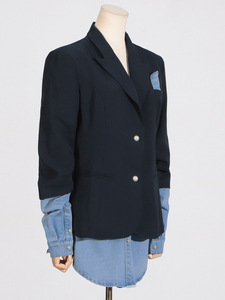 Setelan jas perca lengan panjang wanita, jaket kecil perca mode wanita baru musim gugur 2024 - Product Image 3