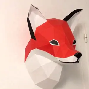 fiberglass origami statue geometric art fox head resin wall sculpture origami statue wall statue home decor