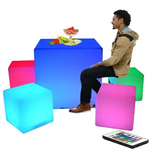 Modern LED Cube Chair Lighting Waterproof Plastic Seating for Dining Outdoor Hotel Park Hall for Bar Furniture