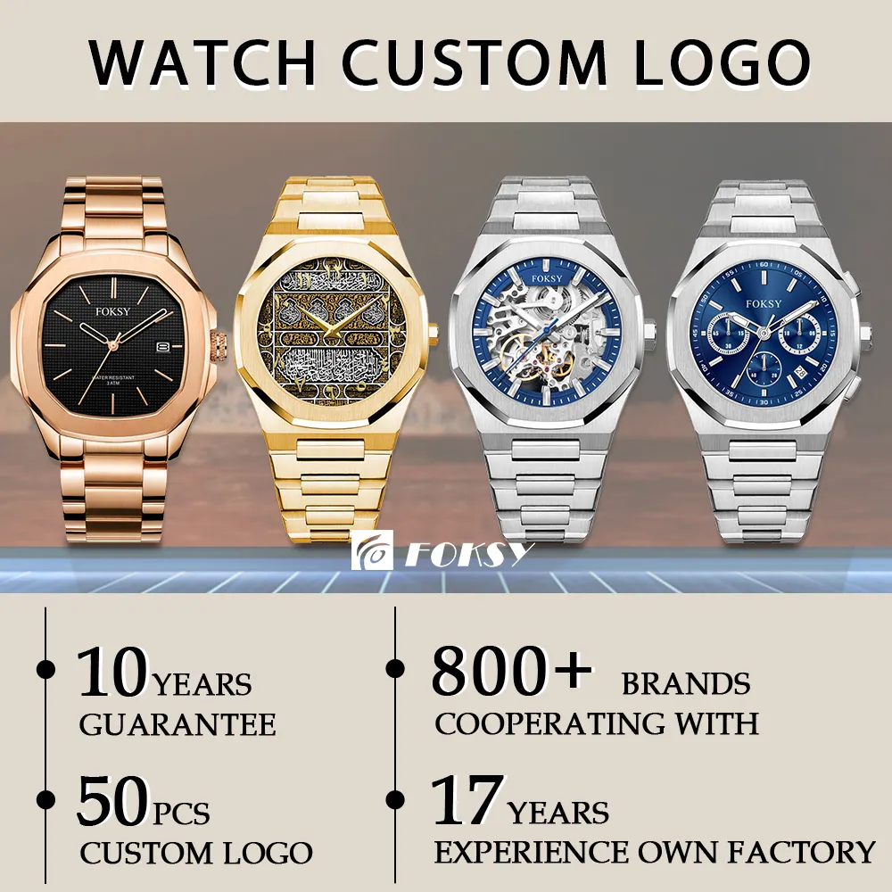 Logo dell'orologio su ordinazione di lusso impermeabile dell'etichetta privata dell'acciaio inossidabile degli uomini dell'orologio ODM dell'oem