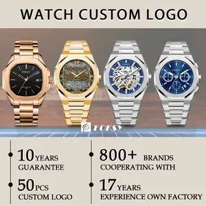 Montre-bracelet personnalisé, OEM, ODM, en acier inoxydable, pour hommes, étiquette privée, étanche, Logo, de luxe, personnalisé