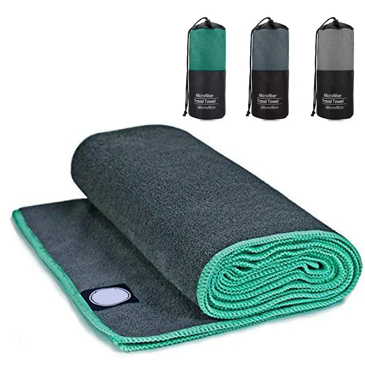 Handuk Yoga Microfiber Logo Kustom dengan Saku Sudut Nyaman Dicetak Handuk Matras Antiselip Yoga Panas