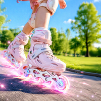 Patins à roulettes ajustables pour filles débutantes, patins à roulettes mignons de couleur rose et violet pour la pratique du patinage en plein air