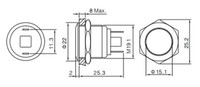 Interrupteur à bouton-poussoir momentané en acier inoxydable ELEWIND 19 mm (1NO) Modèle PM191F-10/S