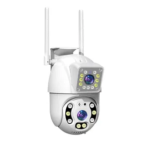 V360pro IP kamera CCTV luar ruangan, kamera keamanan layar dua lensa WiFi PTZ pelacakan otomatis tahan air