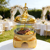 Ensemble de plats de buffet de luxe pour la restauration et les fêtes, en acier inoxydable, chauffe-plats, présentoir de nourriture, chauffe-plats à vendre