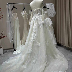 ชุดแต่งงานทรงเอไลน์ คอวีแบบหวาน แขนตก ทรงหางปลา งานขายจากโรงงาน สวยงาม รุ่น Xx06 จาก Jancember - Product Image 6