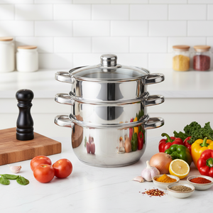 Fabricant chinois, ensemble de 4 ustensiles de cuisine de luxe en acier inoxydable 304 de qualité couscous, vente en gros d'ensembles de cuisine, marmites à soupe et à bouillon - Product Image 1