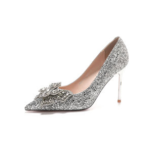 Escarpins de mariée à paillettes et strass, bout pointu, talon aiguille, chaussures de mariage, chaussures de soirée formelles - Product Image 5