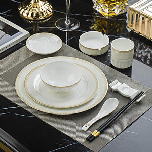 Juego de Vajilla de Cuatro Piezas para Hotel Phnom Penh, Tazón, Plato, Cuchara/Tenedor/Cuchillo/Palillos de Cerámica, Plato para Saborizar, <span class=keywords><strong>Restaurante</strong></span>, Club, Estilo <span class=keywords><strong>Chino</strong></span> - Product Image 1