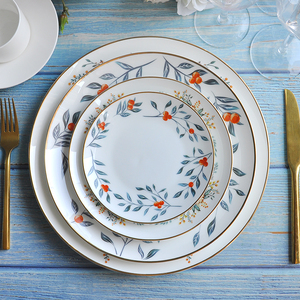 <span class=keywords><strong>Platos</strong></span> de <span class=keywords><strong>porcelana</strong></span> dorados más populares para la cena, vajilla de cerámica usada para restaurante de boda - Product Image 3