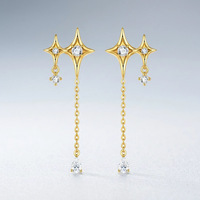 925 Silber Stern Moissanit Ohrstecker aus Guangxi, Luxuriöser Stil, Minimalistische Damen-Ohrringe im Instagram-Stil