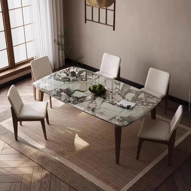 Modern Luxury Dining Table Marble Stone Top Kitchen Dining Room Home Furniture 8 Seater Dining Table Set