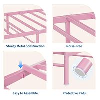 Lit de princesse rose pour enfants, structure robuste, mobilier de chambre à coucher, style moderne, avec tête et pied de lit T04