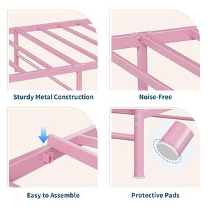 Cama infantil rosa estilo princesa, diseño resistente, muebles de dormitorio, estilo moderno, con cabecero y piecera T04 - Product Image 3
