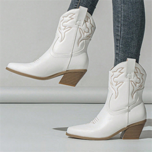 2025 New Elegant Simple High-Heeled Pointed Short <b>Boots</b> European American Style Breathable for Autumn Winter Commuting Brown - Product Image 1