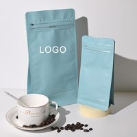 Sacs à café biodégradables avec valve et fermeture éclair sacs d'emballage de café en papier personnalisé sac de grains de café à fond plat 150g 250g