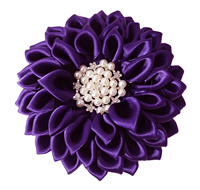 Pin Korsase ungu Afrika merah dengan pita permata mutiara bros Satin Violet Afrika bros bunga merah dengan dukungan magnetik