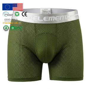 Caleçons longs de sport pour hommes en maille respirante, sous-vêtements de gym avec protection anti-frottement, ceinture extensible, service d'usine ODM, articles intimes pour homme - Product Image 1
