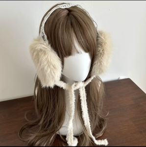 Winter Warm Hot <b>Girl</b> Foldable Headpiece Plush Ear Warmers Cute Lace Street Style Headband <b>Earmuffs</b> - Product Image 3