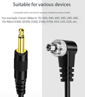 Cable de sincronización de PC a PC personalizado de 2,5 mm, 3,5 mm y 6,35 mm, TPE macho-macho, en espiral, con bloqueo de tornillo para flash de cámara DSLR