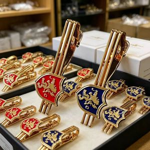 Fermacravatta in Metallo Personalizzato con Logo FS, Scudo con Leone Dipinto, Accessorio per Abito <span class=keywords><strong>da</strong></span> Uomo, Regalo Souvenir Jiangsu - Product Image 4