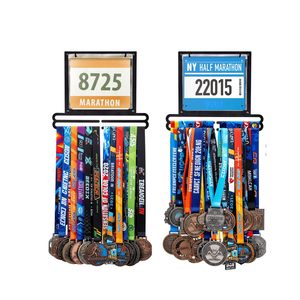 Elegante Exhibidor de Medallas Deportivas de Metal Negro en Forma Rectangular para Montar en la Pared, Caja de Exhibición para Medallas de Carreras - Product Image 1