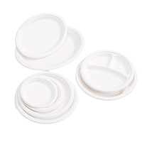 100% Plaque de pâte à papier compostable pour bagasse Assiette jetable à 3 compartiments
