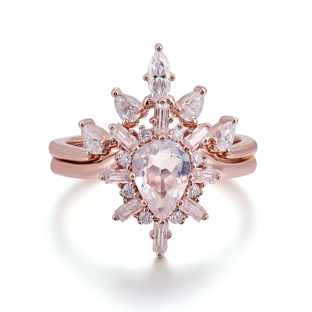 แหวนหินสังเคราะห์สีโรสโกลด์ 14K